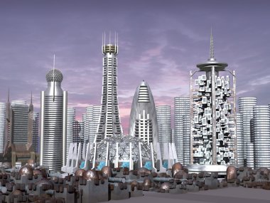 3D Sci-fi model şehir