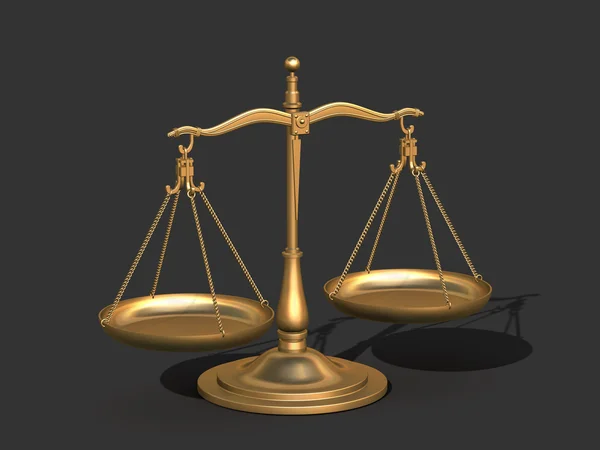 3d золотой баланс, весы справедливости — стоковое фото