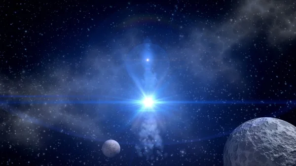 Научно-фантастический фон с голубой звездой — стоковое фото