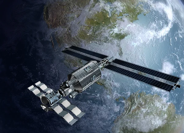 Satelliet Surveilling aarde — Stockfoto