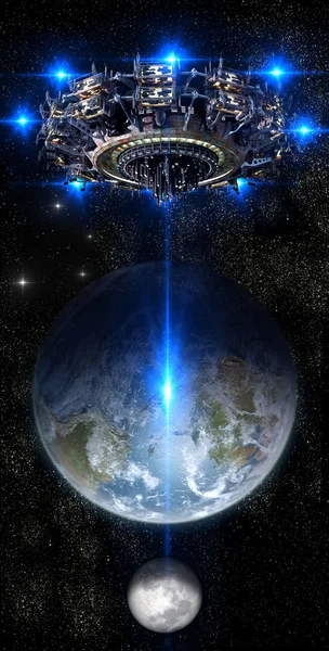UFO närmar sig jorden — Stockfoto