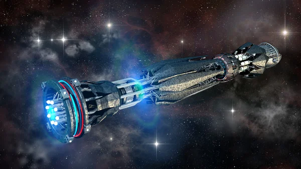 Rymdskepp med Warp Drive — Stockfoto