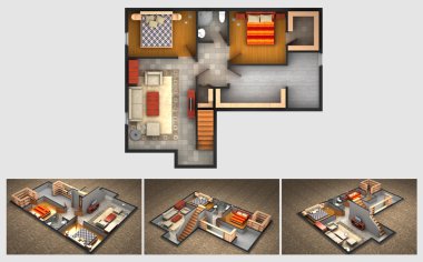 RenderEd Ev Planı ve Görünümleri