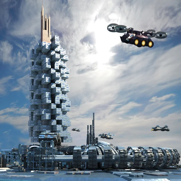 sci fi city tower