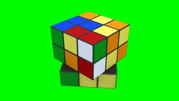 Cubo 3d Rubik risolto — Video Stock