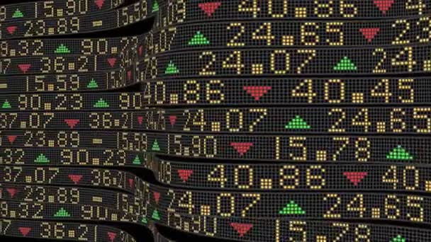 Stock Market Tickers glijden op een gekromd pad — Stockvideo