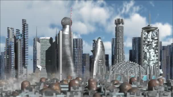 Futuristische Stadt mit Wolkenkratzern — Stockvideo