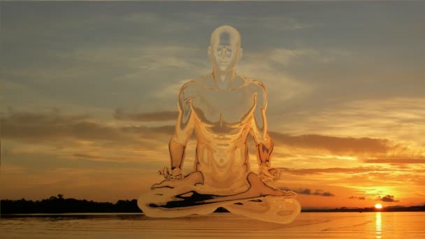 Йога-медитация на закате — стоковое видео
