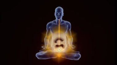 3D yoga meditasyon Çakralar ile poz veriyor.