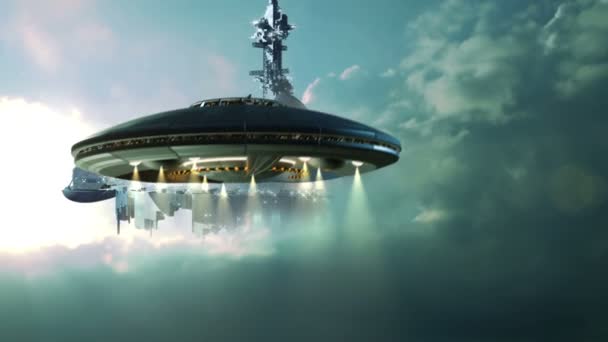 Sequenza futuristica con UFO — Video Stock