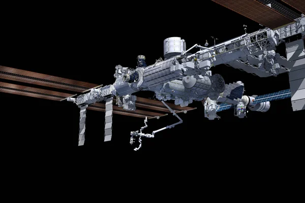 Illustratie Van Het International Space Station Met Het Werkpad Het — Stockfoto