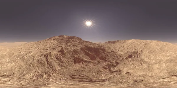 Daylight Sun Mars Red Planet Landscape 360 Hdri Spherical Panorama — Stock Photo, Image