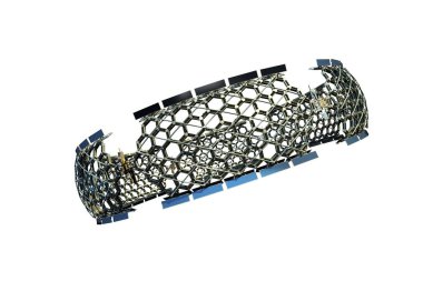 Bilimsel kurgu grafikleri, uzay keşifleri veya yıldızlararası seyahat geçmişleri için dosyada yer alan, bal peteği ağ yapısına ve kırpma yoluna sahip dev bir uzay gemisinin 3D görüntülenmesi