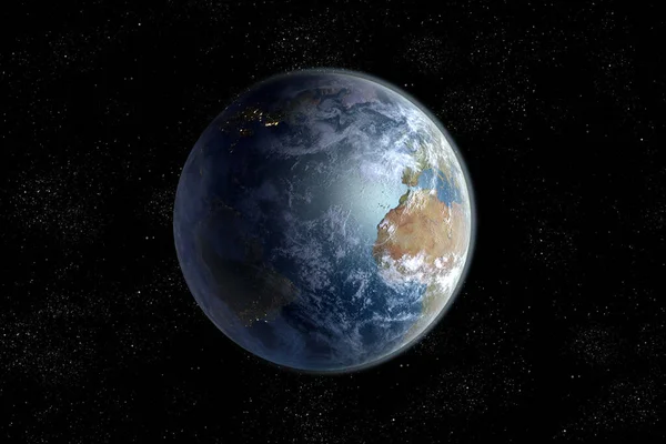 Рендеринг Планети Земля Космосу Атлантичним Океаном Оточенні Континентів Обрізаним Шляхом — стокове фото