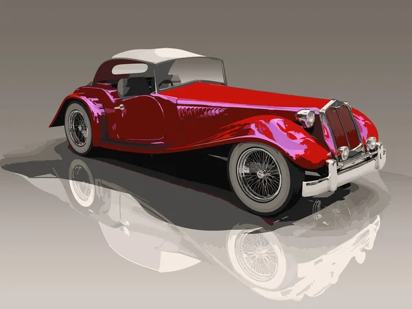 Gedetailleerde Grafische Illustratie Van Een Vintage Cabriolet Rode Auto Een — Stockfoto