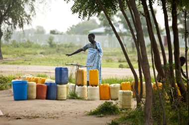 people waiting for water, South Sudan clipart