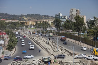 Addis Ababa trafik düşük havadan görünümü