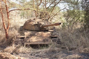 Güney Sudan wrecked tank