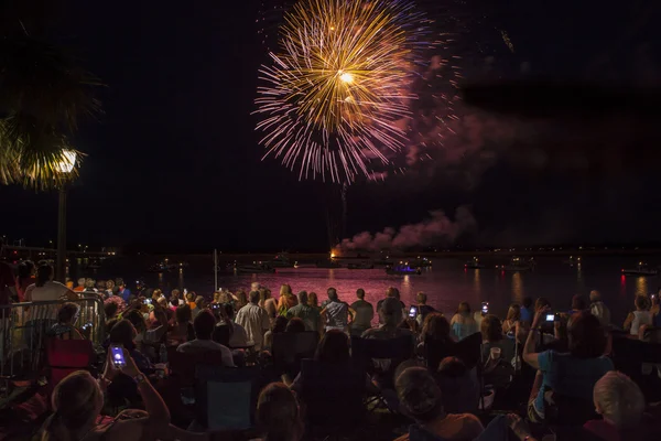 Fireworks en menigte — Stockfoto