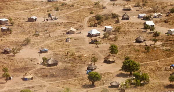 Letecký pohled na africké vesnice — Stock fotografie