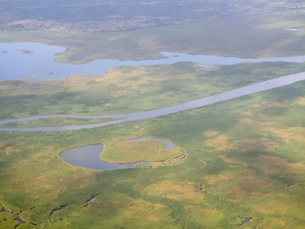 Zonas húmidas do nilo, vista aérea — Fotografia de Stock