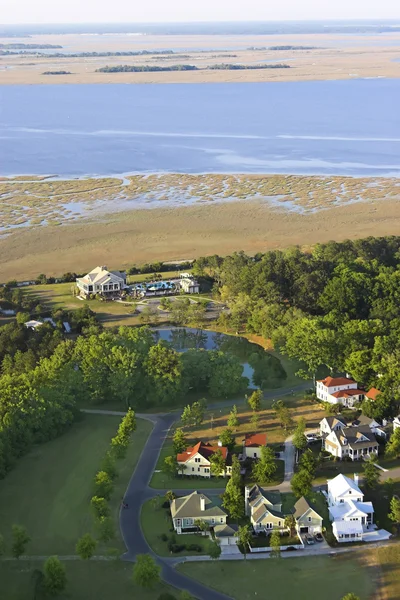 Aerial coastal neighborhood — Stock Photo, Image