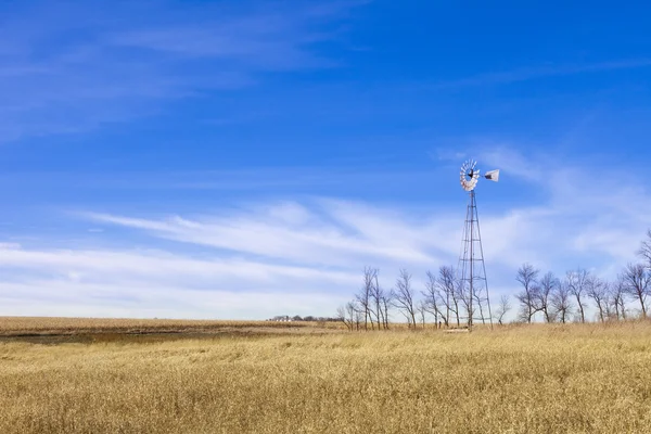 Mulino a vento e campo — Foto Stock