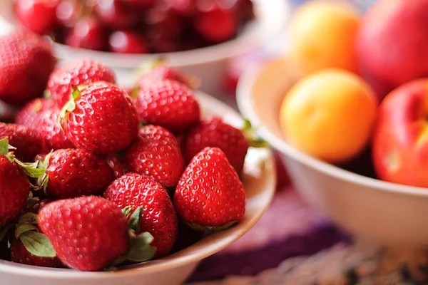 Strawberries, apricots, cherries Telifsiz Stok Fotoğraflar