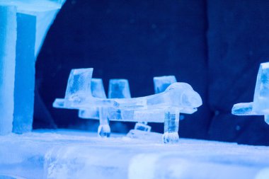 Çok renkli aydınlatmalı buzdan figürler