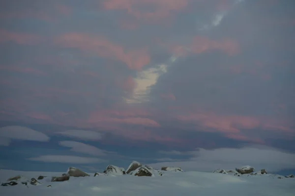 Winter sky with clouds at sunset — Stock Photo, Image