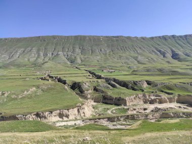 yeşil çimlerle kaplı dağlar