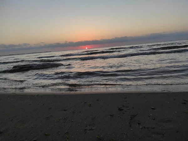 Красный Рассвет Красивом Каспийском Море — стоковое фото