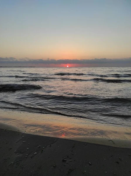 Rote Morgendämmerung Schönen Kaspischen Meer — Stockfoto