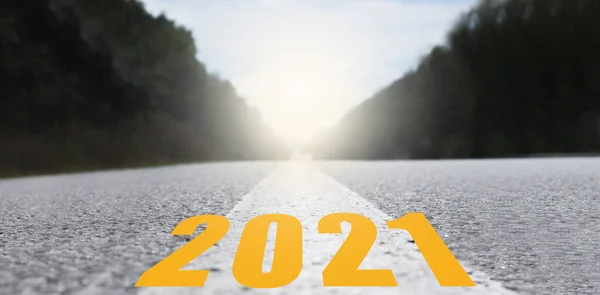 2021 Nouvel Marquages Routiers Sur Route — Photo