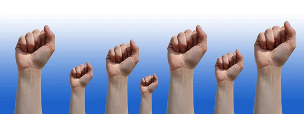 Hand Clenched Fist Raised Sky — Stock Photo, Image