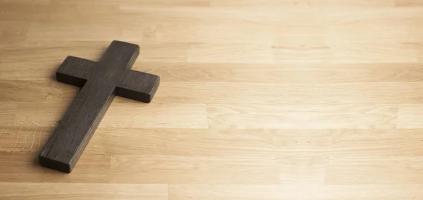 Dřevěný Kříž Ježíše Dřevěném Pozadí Kalvárie — Stock fotografie