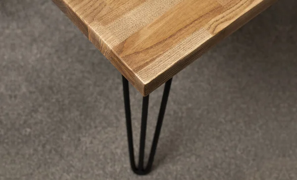 Holztisch Vorhanden Ecke Des Tisches Möbelstück Hintergrund — Stockfoto