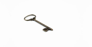 Beyaz arka planda eski antika anahtarlar. Bilgi ve bilgelik.