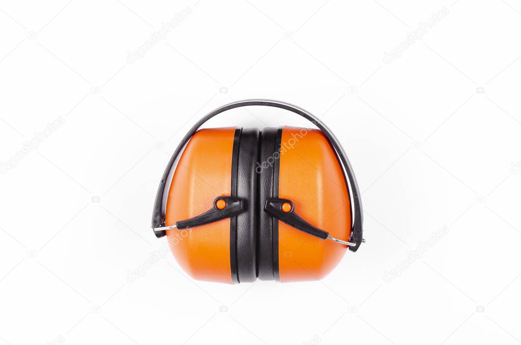 Noise canceling ear protectors. For hearing protection. Noise canceling. On white background.
