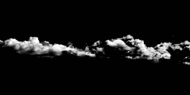 Siyah arka planda kabarık bulutlar. Fırtına var. Gece gökyüzü ve uzay