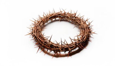 Beyaz arka planda dikenli taç. Ölmeden önce İsa 'nın kafasında bir sembol.