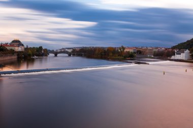 Prag görünümü Vltava Nehri Hdr