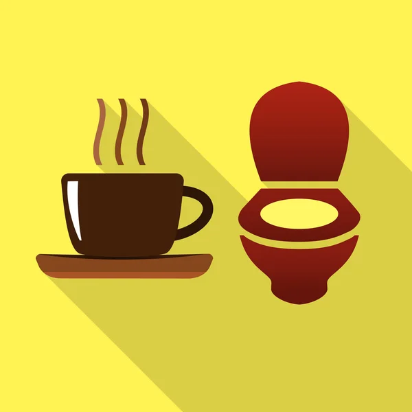 Bol à café et WC icône plate — Image vectorielle