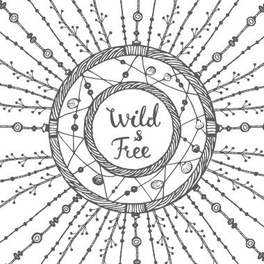 Dreamcatcher ve metin için elle çizilmiş soyut daire ile Poster. 