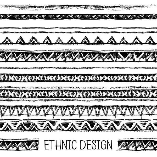 Tribal ethnic seamless. Black and white colors. For invitation, web, textile, wallpaper, wrapping paper. — Stock Vector