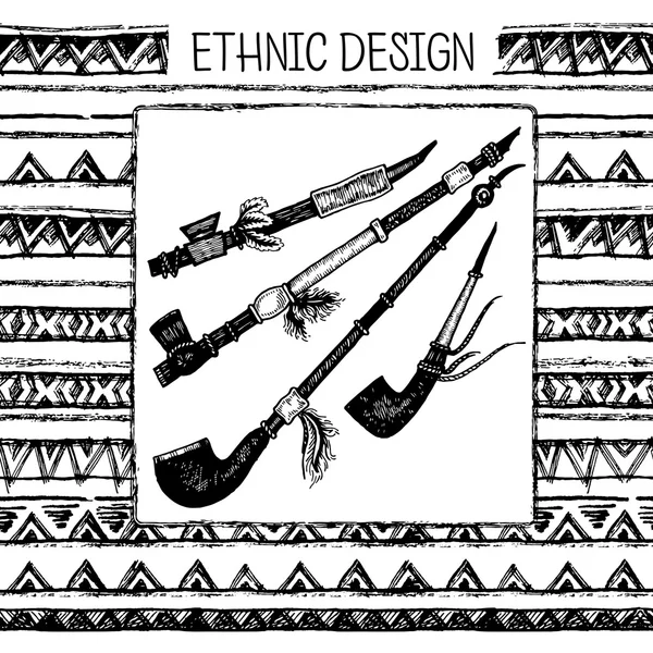 Stammesethnisch nahtlos. Schwarz-weiße Farben. für Einladung, Web, Textil, Tapete, Geschenkpapier. — Stockvektor