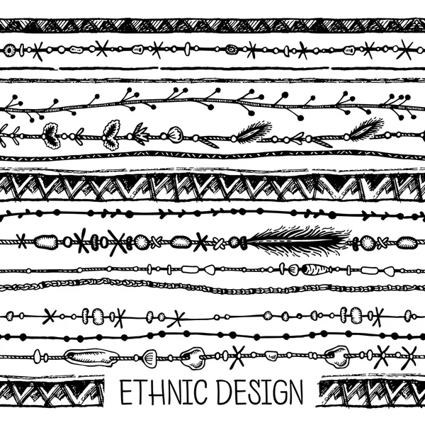 Stammesethnisch nahtlos. Schwarz-weiße Farben. für Einladung, Web, Textil, Tapete, Geschenkpapier. — Stockvektor