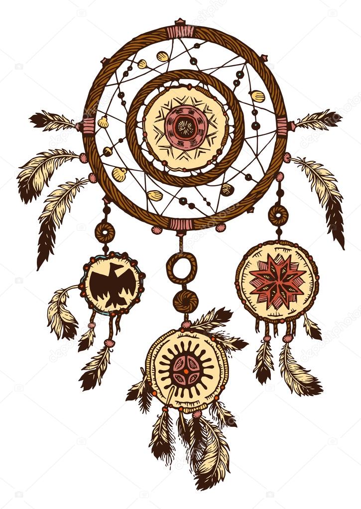 Tribal dream catcher icon, cartoon style, Stock vector