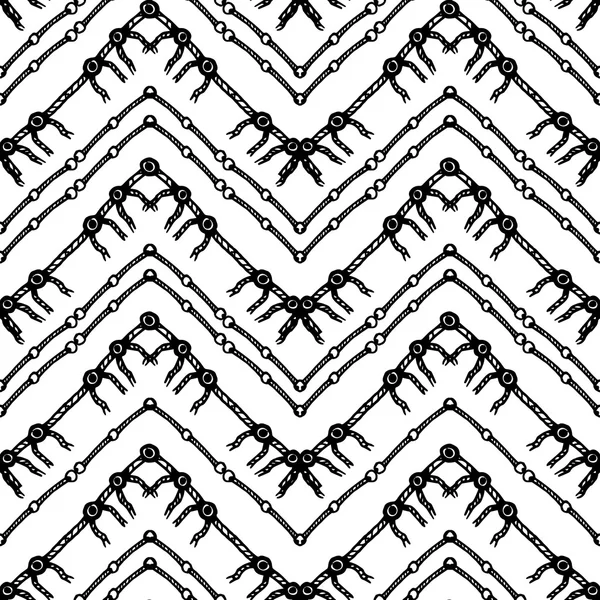 Hand getekende tribal patroon. Zigzag en stripe lijn. — Stockvector