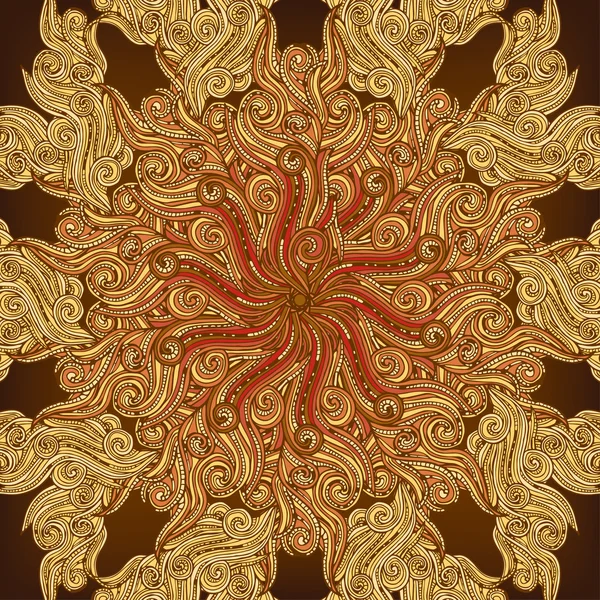 Patrón de encaje redondo ornamental, fondo de círculo con muchos detalles, estilo mandala adornado . — Vector de stock